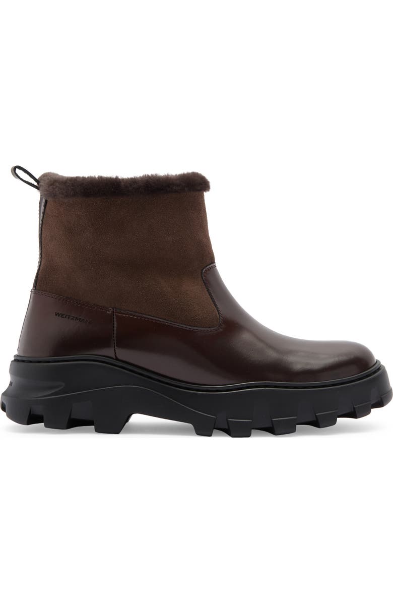 Stuart Weitzman Alton Genuine Shearling Lined Lug Sole Boot, Alternate, color, Brown/ Dark Brown