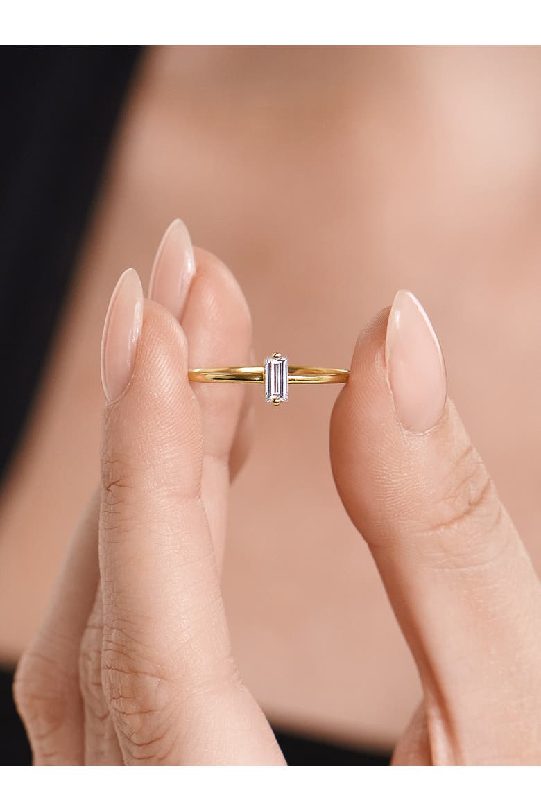 Baguette Lab Grown Diamond Solitaire Ring in 14K Gold, Alternate, color, Yellow Gold