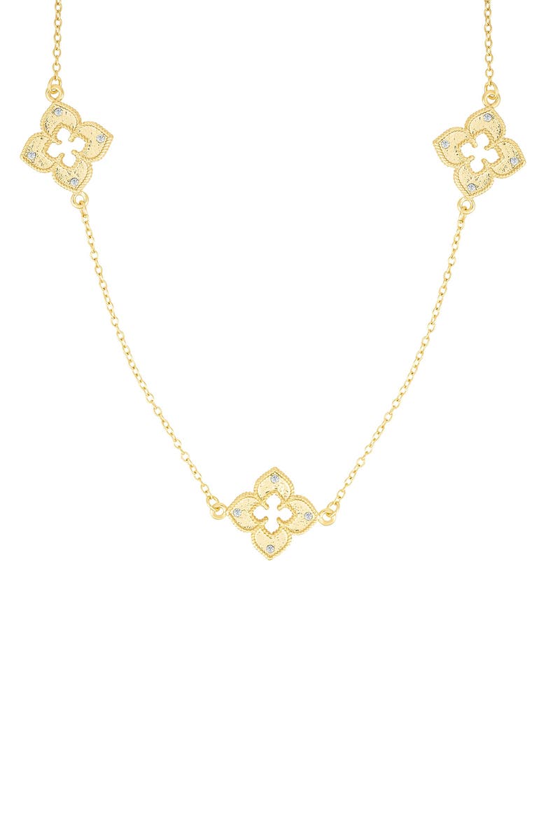 Adornia Clover Stud Earrings & Station Necklace Set, Alternate, color, Gold