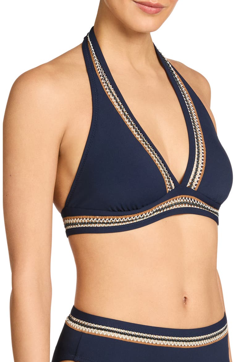 Nova Halter Bikini Top, Alternate, color, NAVY
