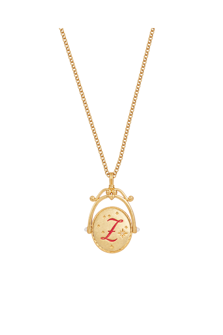 Z Initial Zigzag Clover Gold Spinner Chain Necklace, Main, color, Gold