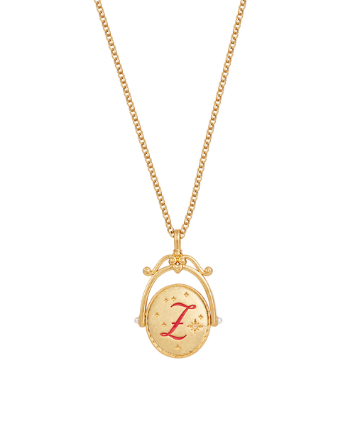 Fable England Z Initial Zigzag Clover Gold Spinner Chain Necklace