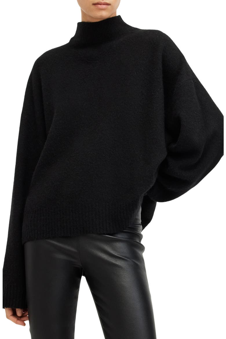 Asha Oversize Mock Neck Sweater, Main, color, BLACK