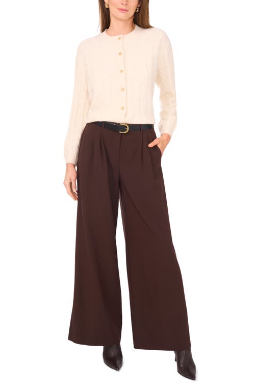 Vince Camuto Crop Cable Cardigan In Brown