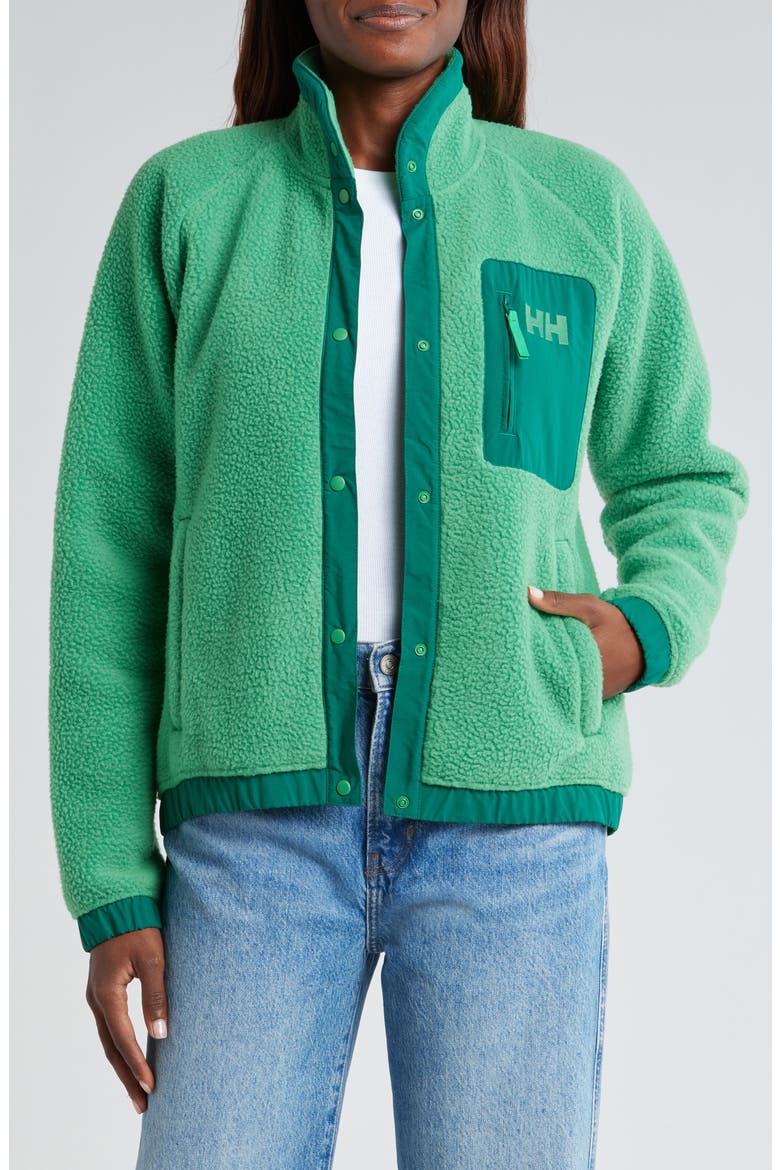 Imperial Fleece Snap Jacket, Main, color, 405 EVERGREEN