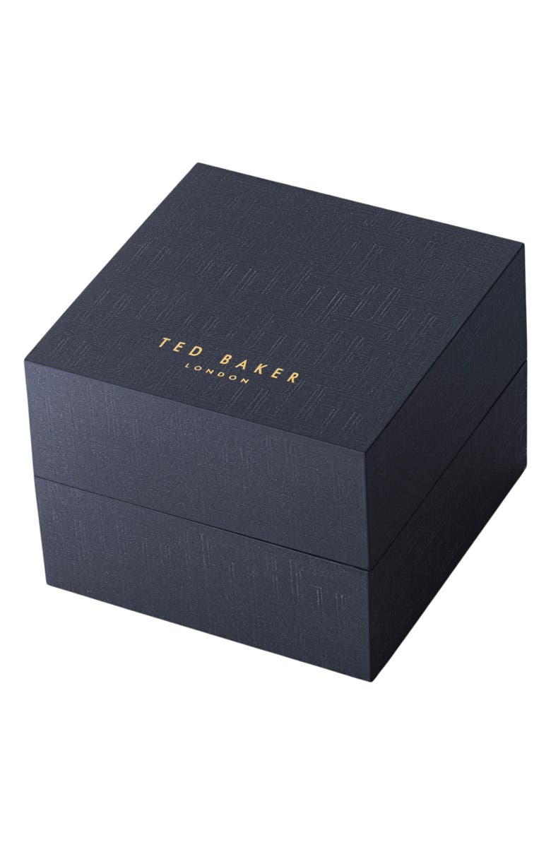 Ted Baker Floral Dial Interchangeable Leather Strap Watch, 37mm, Alternate, color, Silver-Tone