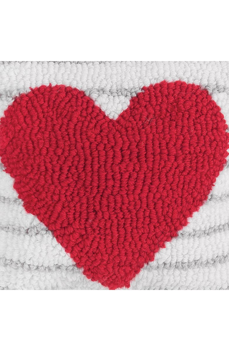 C&F Home Heart Stripe Mini Valentine's Day Hooked Accent Pillow 8" x 8", Alternate, color, Red