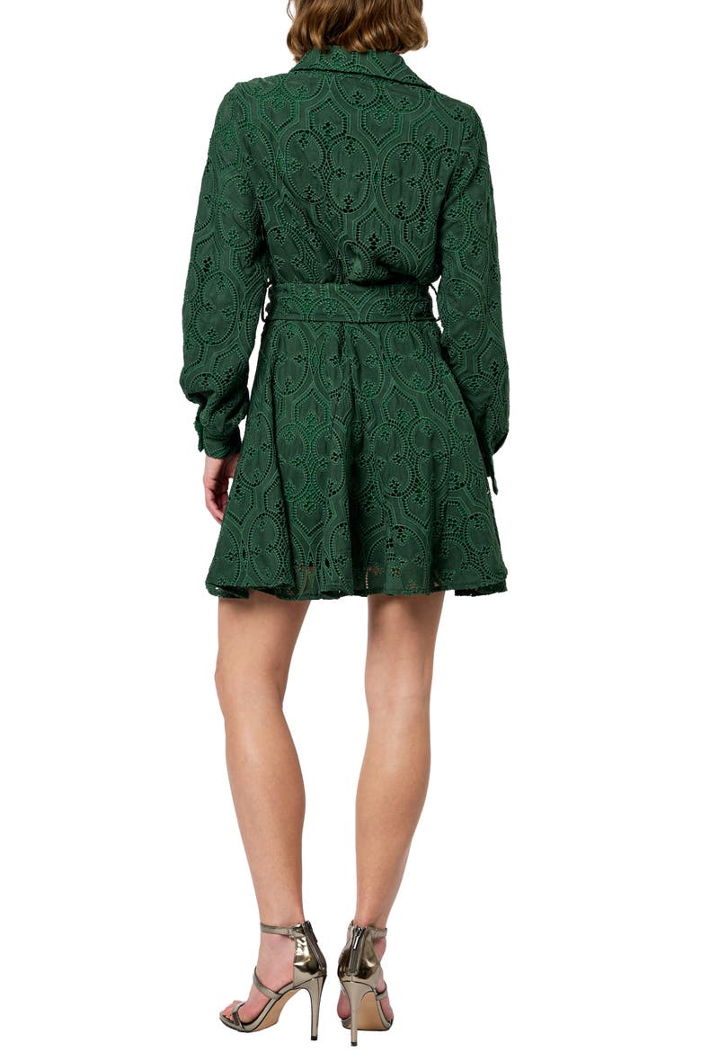 Serane Eyelet Embroidery Long Sleeve Minidress, Alternate, color, GREEN