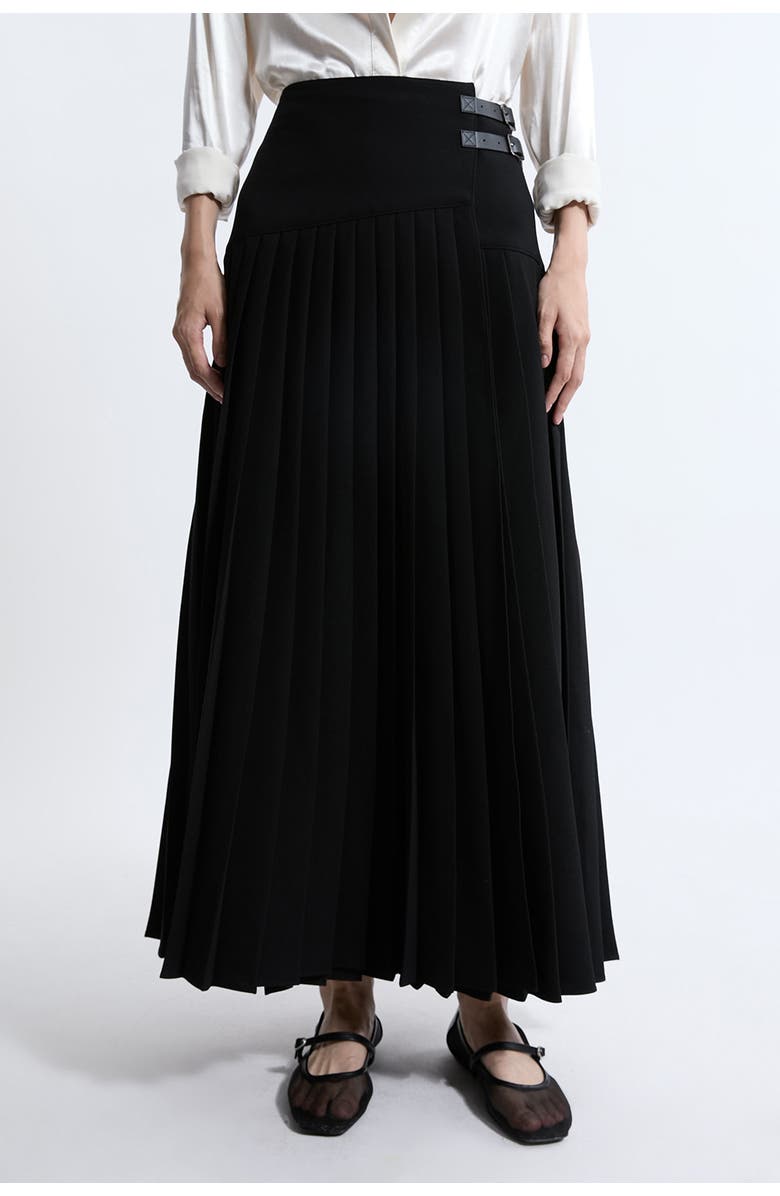 Karen Millen Buckle Detailed Maxi Skirt, Main, color, Black