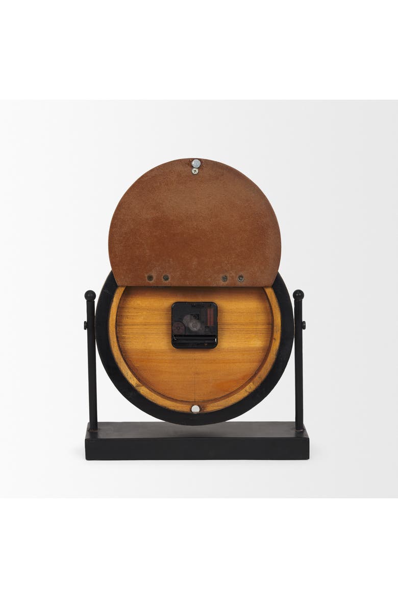 Raja Metal With Wood Table Clock, Alternate, color, Black