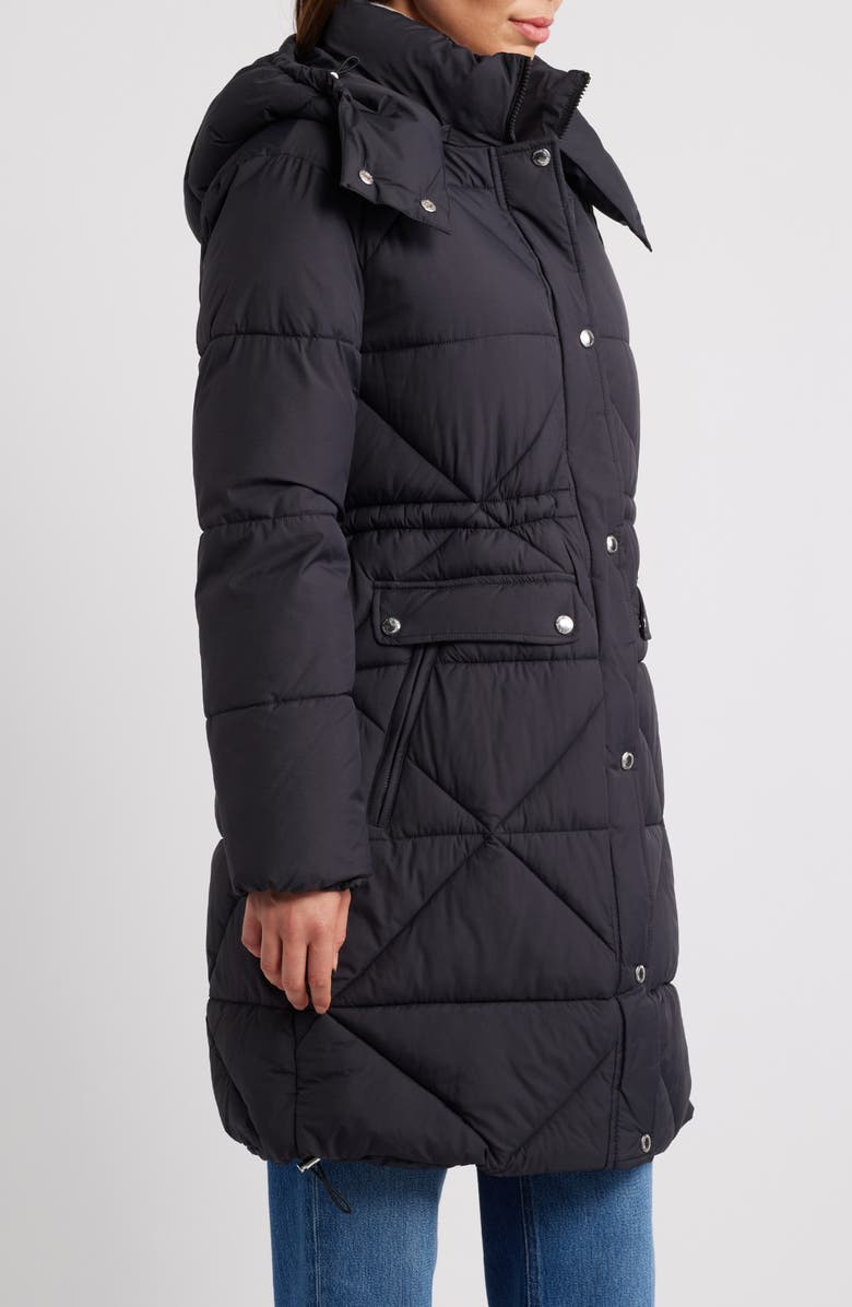 Sam Edelman Mixed Quilt Puffer Coat, Alternate, color, Navy Blue