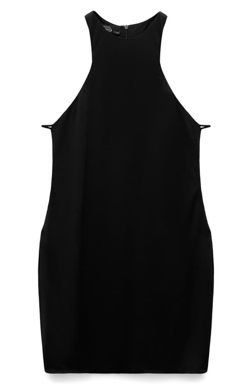 Mango Short Dress With Side Slits Black In Black