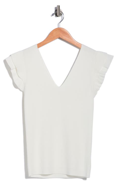 Ruffle Sleeve Fitted Sweater