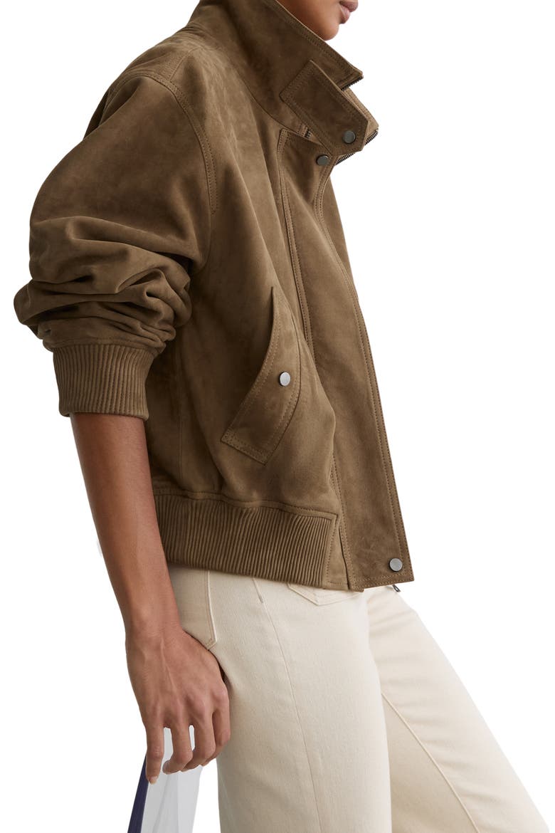 Cara Suede Jacket, Alternate, color, KHAKI GREEN
