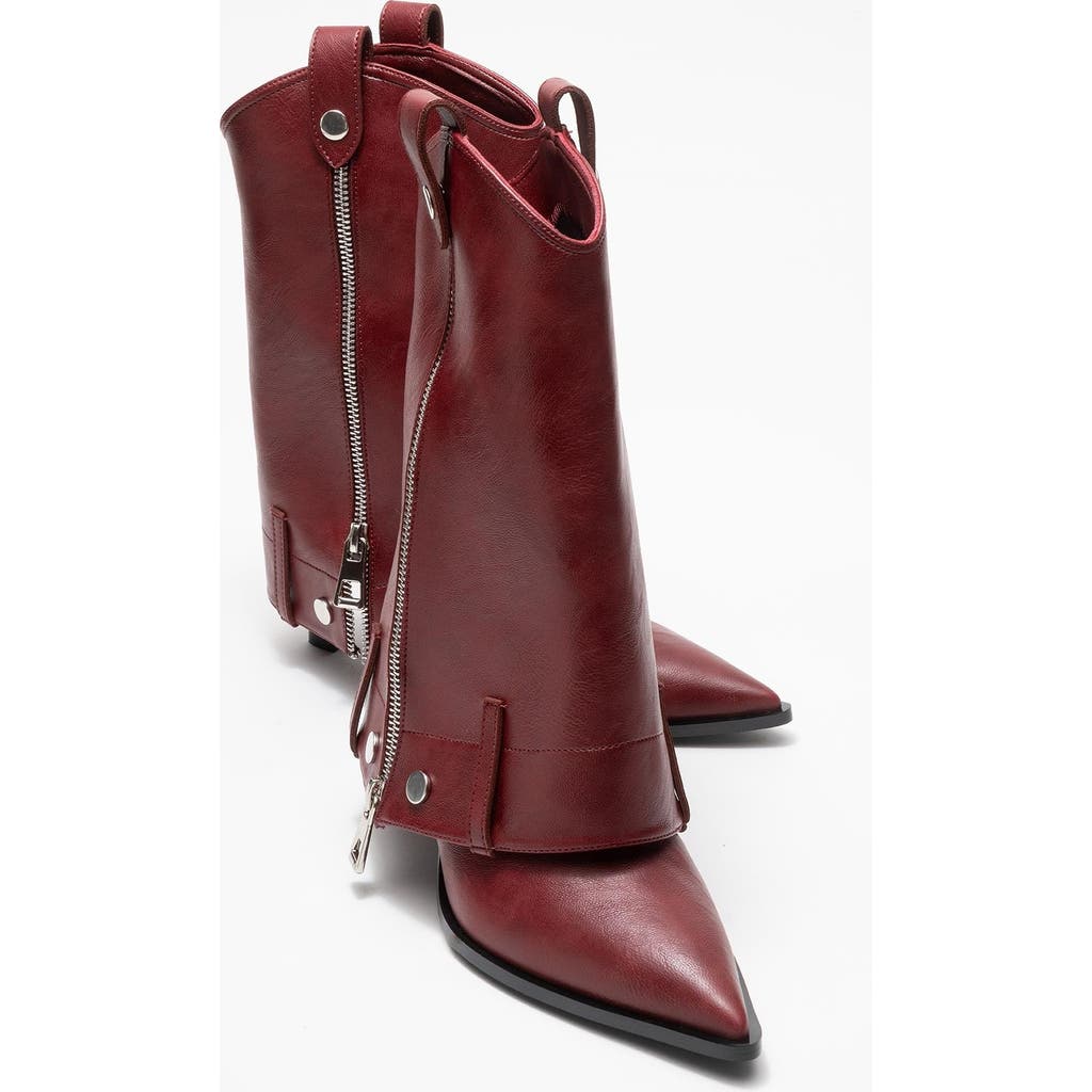 Prologue Shoes Lola Zip Pointed Toe Heel Boot In Burgundy