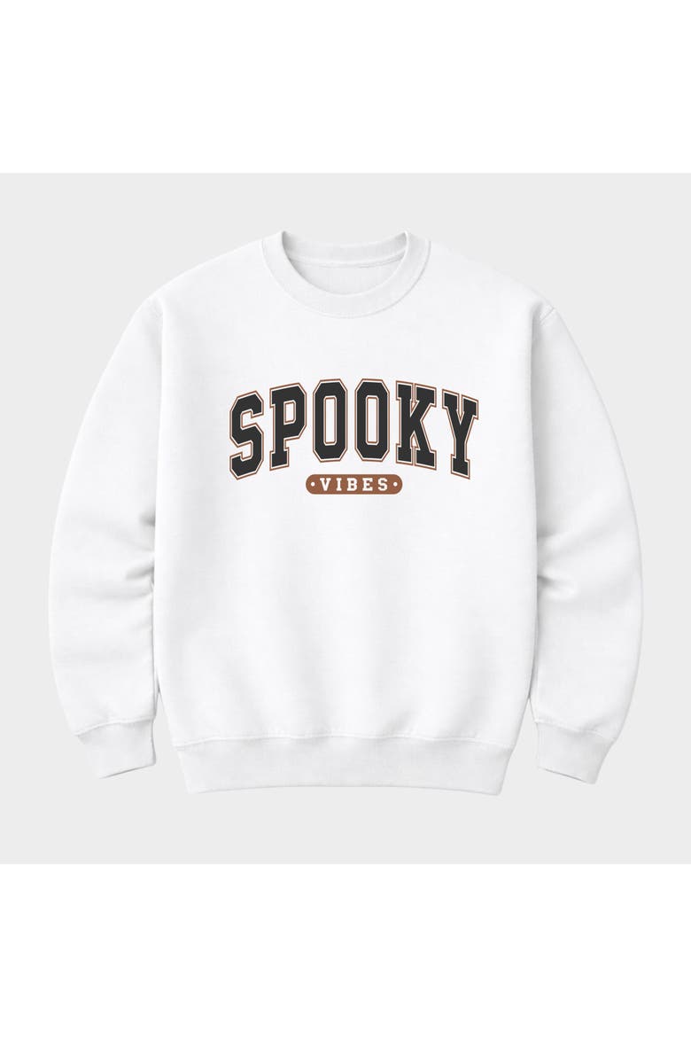 Varsity Spooky Vibes Sweatshirt, Alternate, color, White