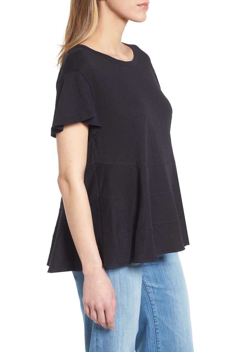Relaxed Peplum Tee, Alternate, color, BLACK
