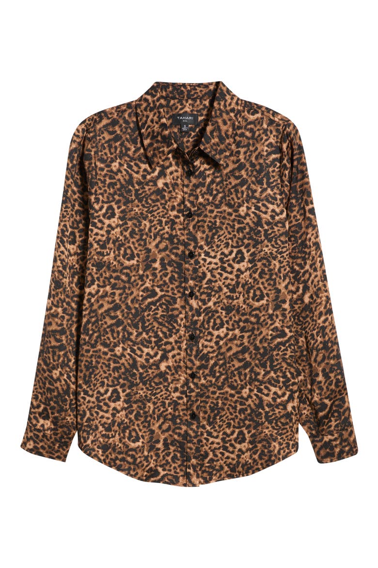 Leopard Print Long Sleeve Shirt, Alternate, color, WALNUT BLACK LEOPARD
