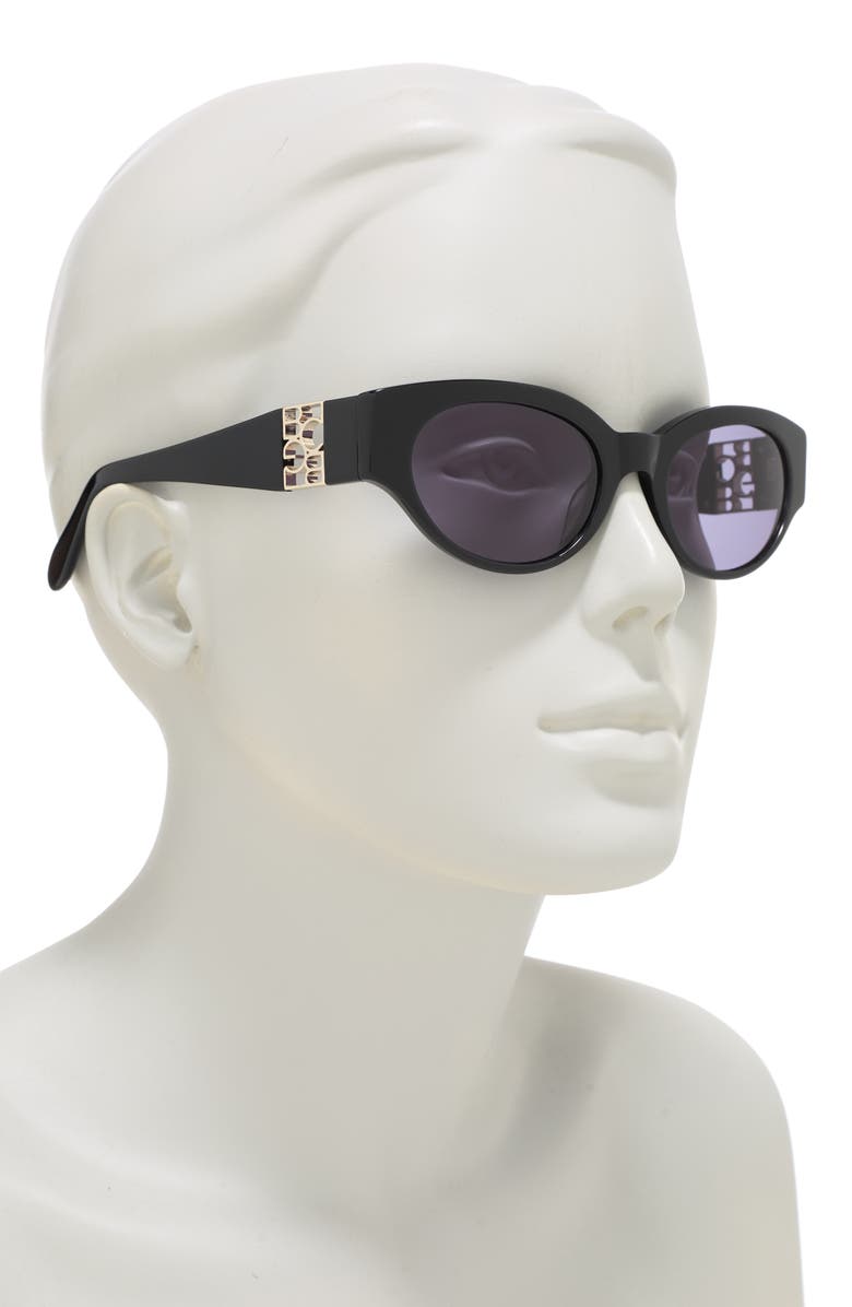 BCBG MAXAZRIA 53mm Chunky Oval Sunglasses, Alternate, color, Black