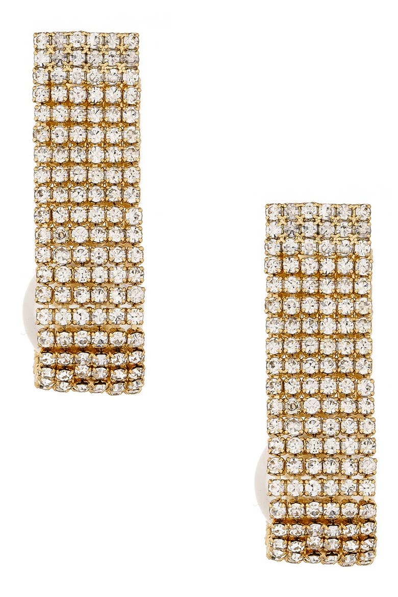 Pave Crystal & Imitation Pearl Front/Back Earrings, Alternate, color, GOLD