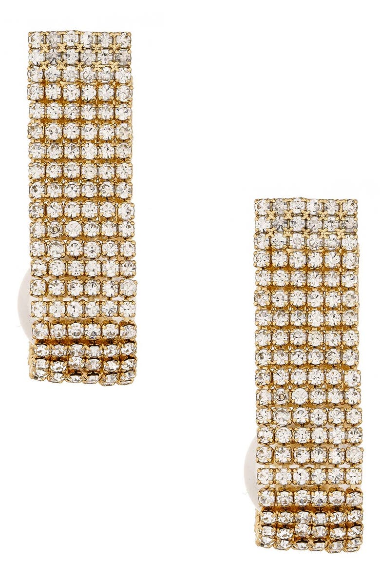 Ettika Pave Crystal & Imitation Pearl Front/Back Earrings, Alternate, color, Gold