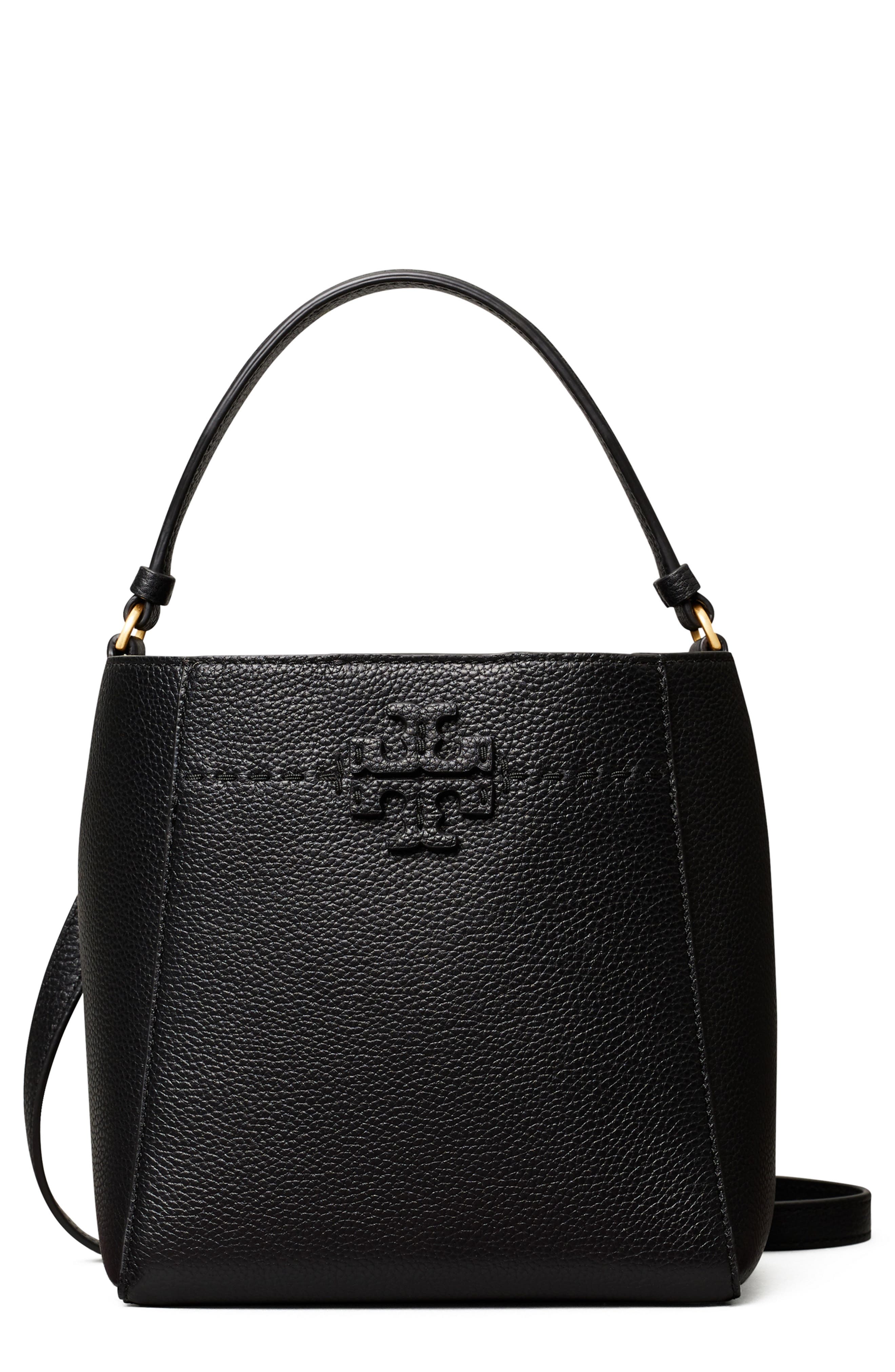 Tory Burch McGraw Small Leather Bucket Bag, Main, color, 