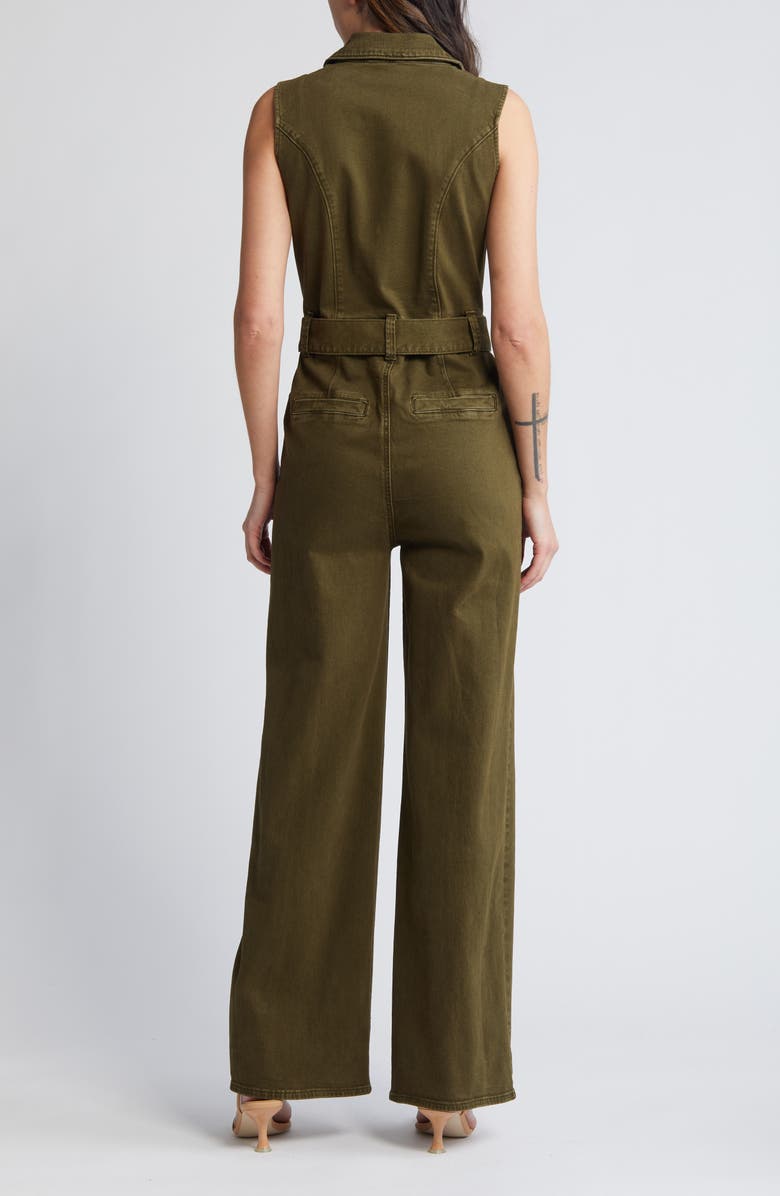 PAIGE Sasha Belted Denim Jumpsuit, Alternate, color, Vintage Olive Meadow