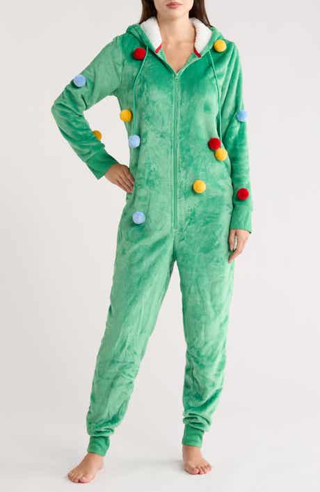 JACLYN Christmas Tree Hooded One-Piece Pajamas