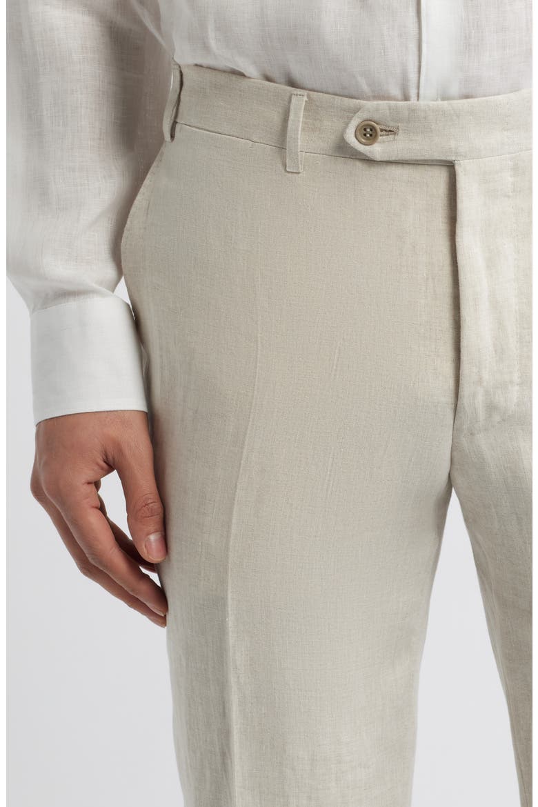 Siena Regular Fit Flat Front Linen Suit Pants, Alternate, color, LIGHT BEIGE