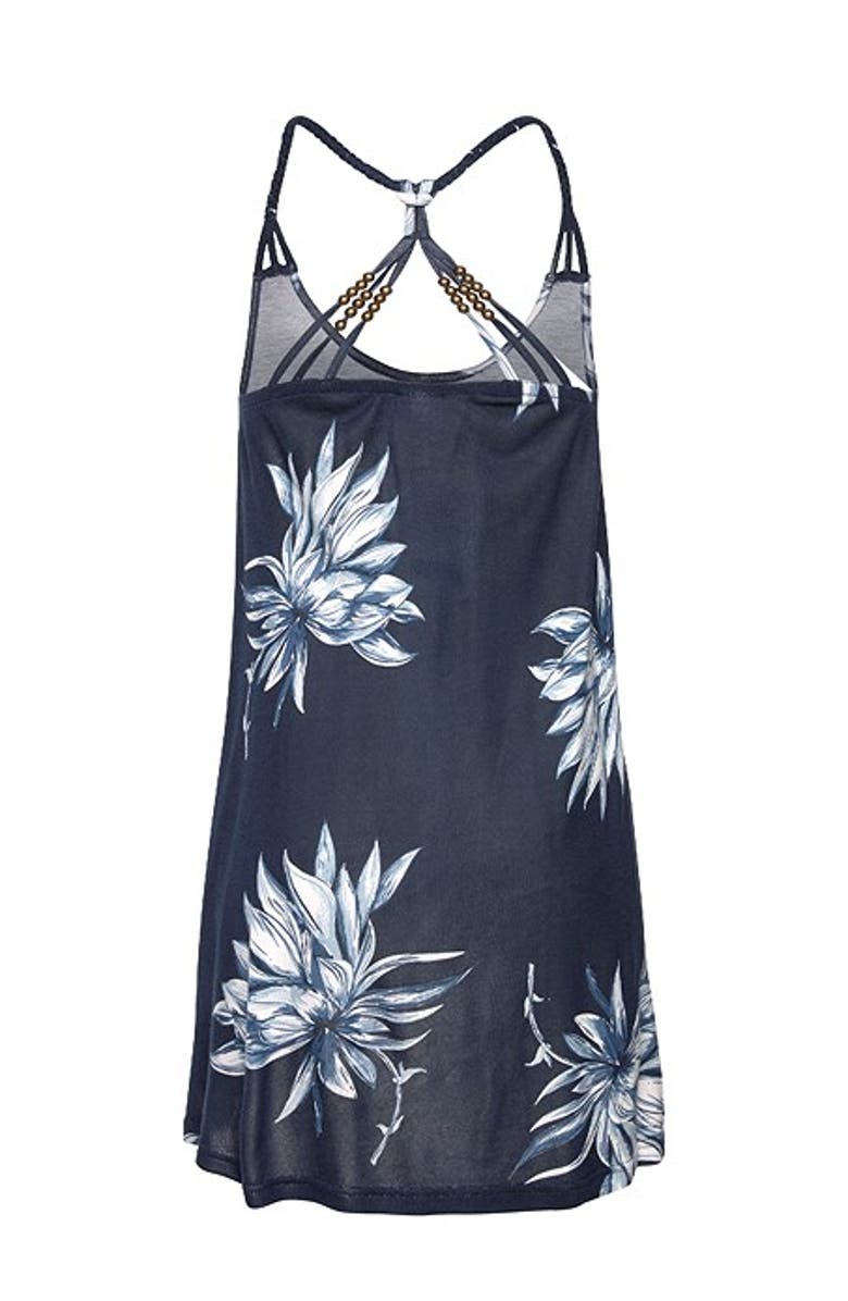 LASCANA Women's Beaded Strap Print Dress, Alternate, color, Dark Blue Multi