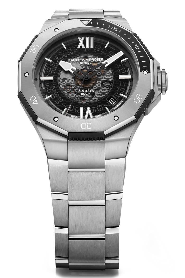 Riviera 10717 Automatic Bracelet Watch, 42mm, Alternate, color, SMOKED GRAY