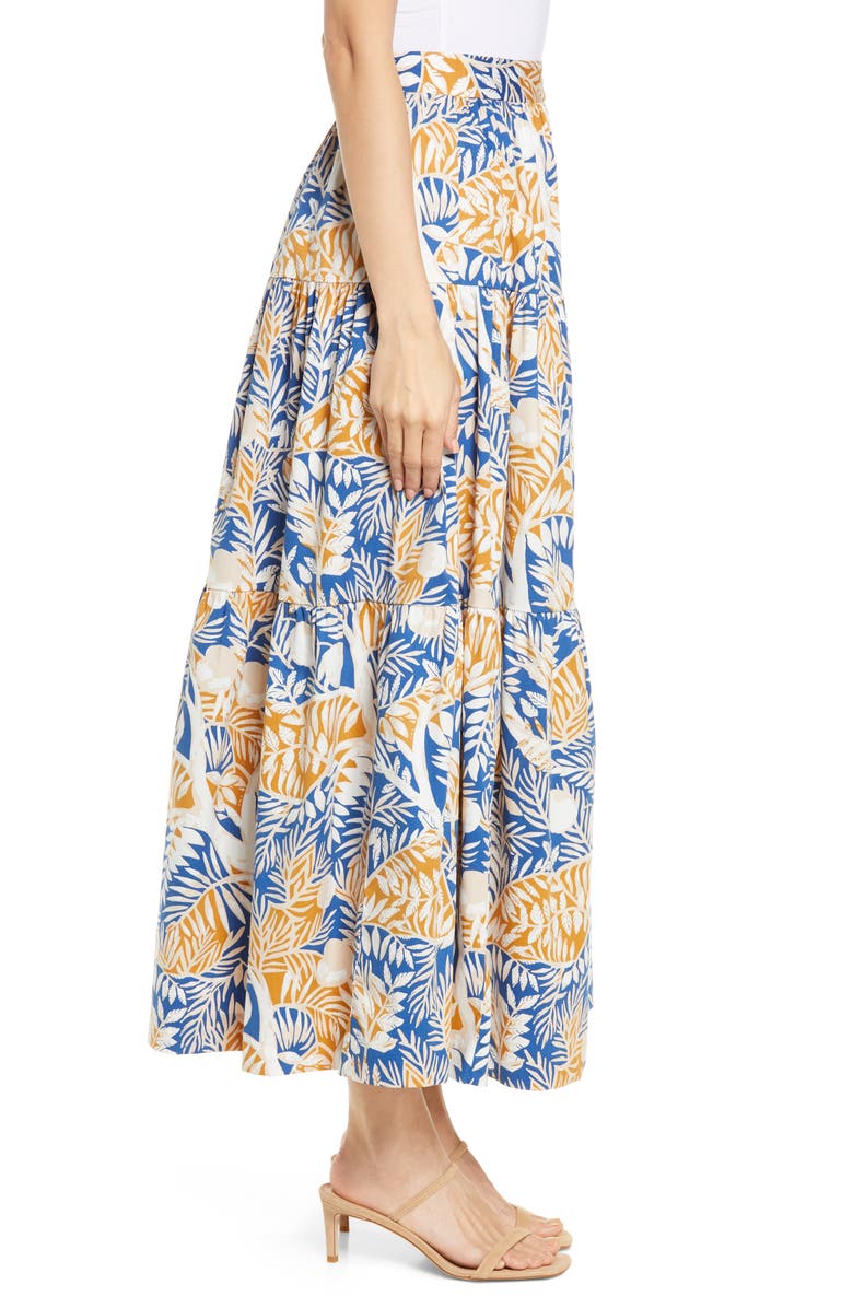 STAUD Sea Leaf Print Maxi Skirt, Alternate, color, 