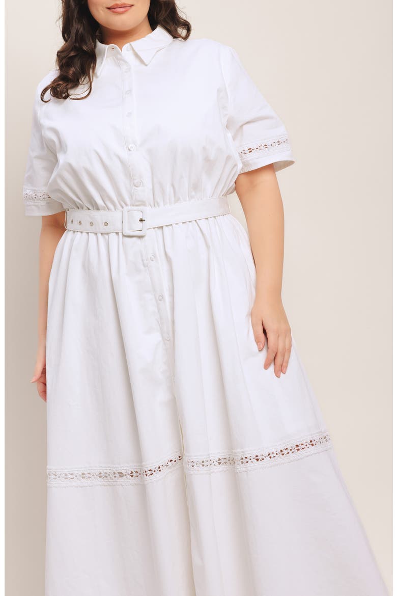 Cotton Belted Shirtdress, Alternate, color, WHITE