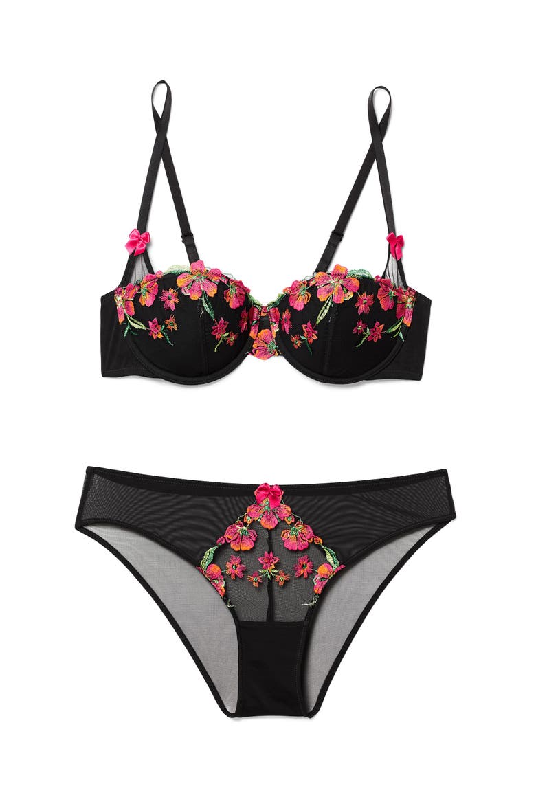 Daphne Push Up Balconette Bra, Alternate, color, Black