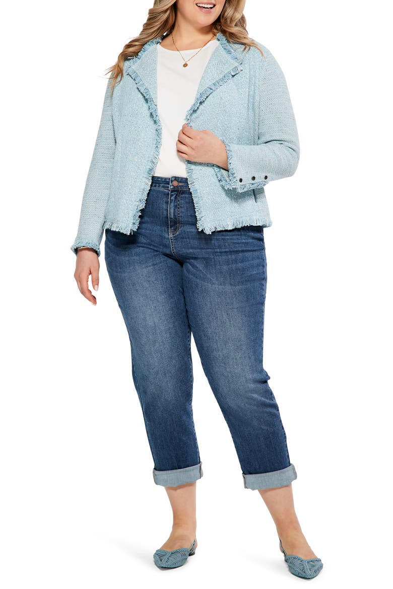 Cuff Straight Leg Girlfriend Jeans, Alternate, color, ATLANTIC