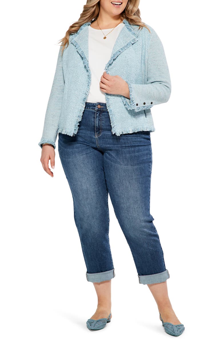 NIC+ZOE Cuff Straight Leg Girlfriend Jeans, Alternate, color, Atlantic