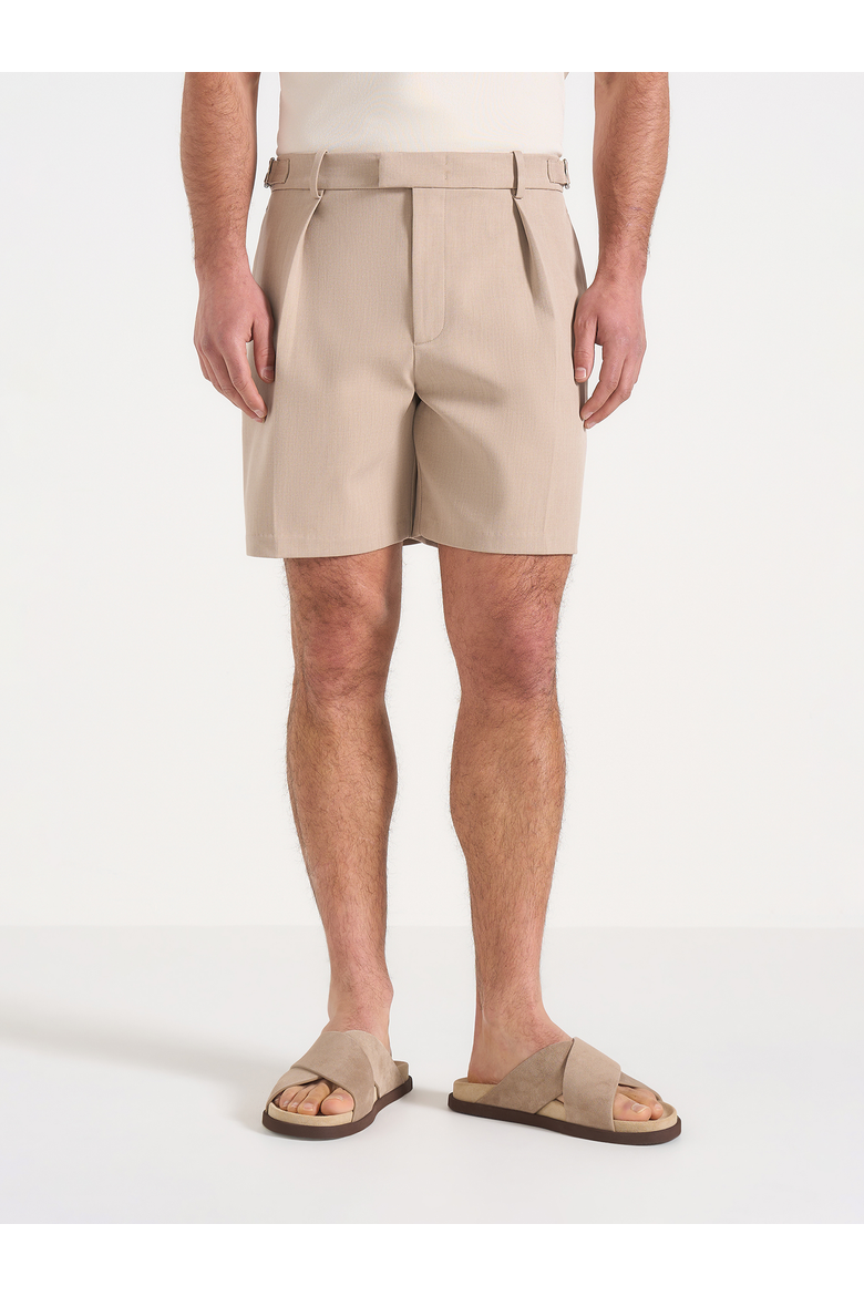 Marin Tailored Pleated Shorts, Main, color, Taupe