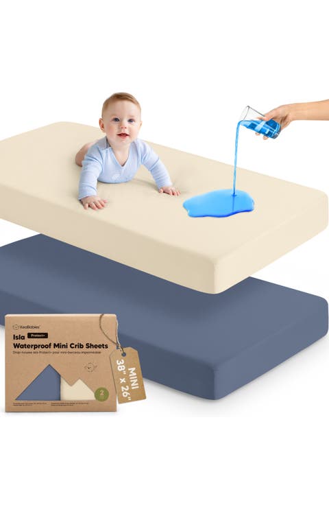 2-Pack Isla [Protect+] Waterproof Mini Crib Sheets