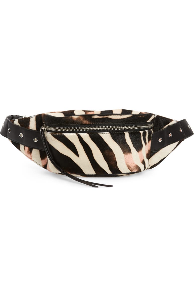 AllSaints Captain Zebra Genuine Calf Hair Belt Bag, Main, color,