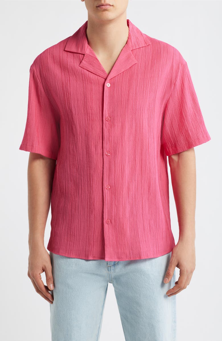 KROST Plissé Camp Shirt, Main, color, Raspberry Sorbet