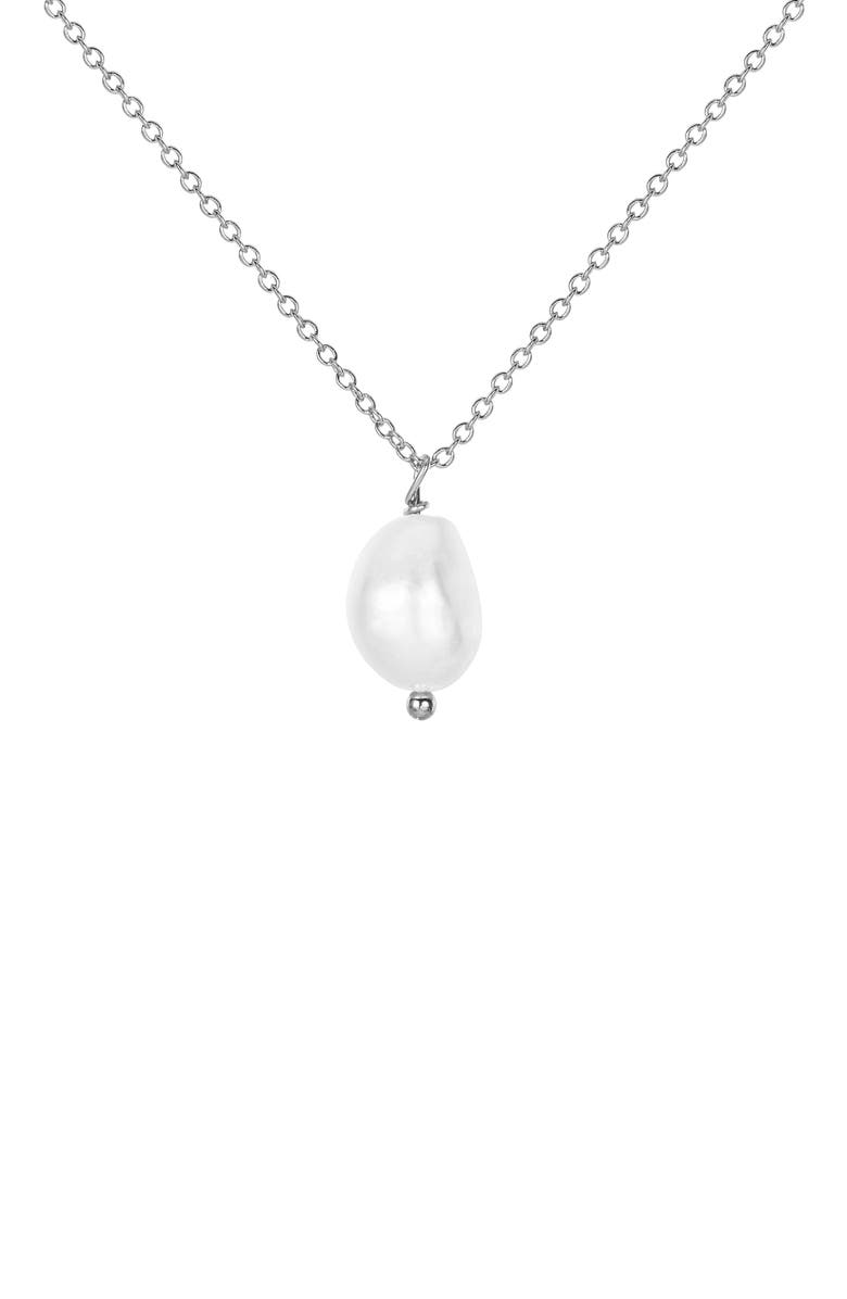 Untamed Petals Lexi Freshwater Pearl Pendant, Main, color, Silver