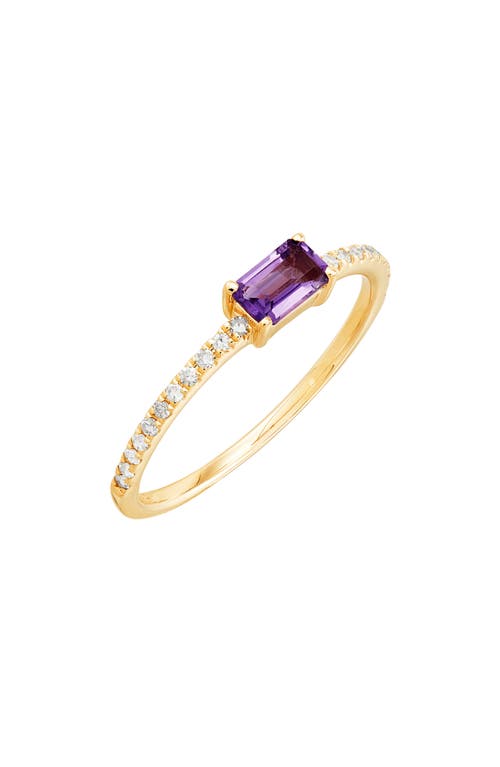 Frankie & Zoe 14k Yellow Gold Baguette Amethyst & Diamond Ring In Yellow Gold/amethyst
