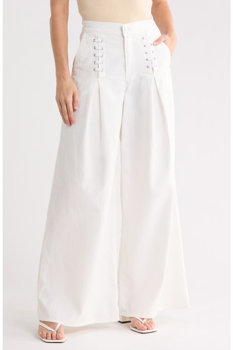 The Undercover Laced-up High Waist Wide Leg Jeans, Main, color, WHITE