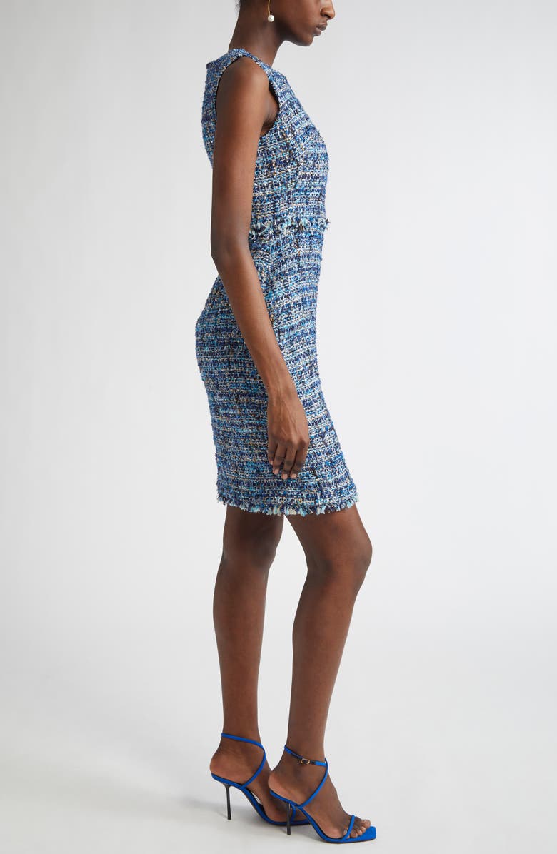 ST. JOHN Eyelash Tweed Sheath Dress, Alternate, color, Navy/ Cobalt/ Capri Multi