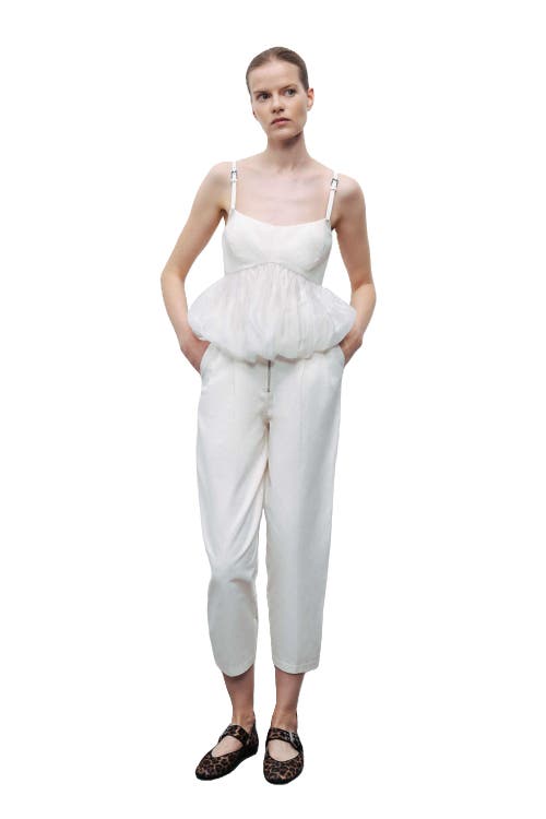 Nocturne Belt Strap Detailed Crop Top In White