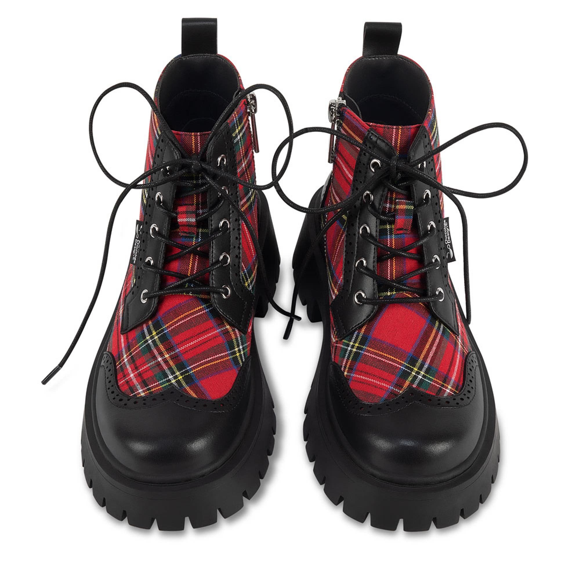 Hot Chocolate Design Red-Tartan Chunky Platform Boots, Alternate, color, Red Tartan