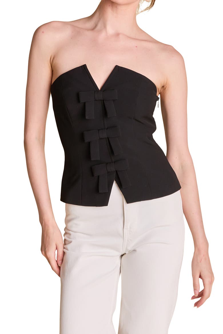 Bow Detail Bustier Top, Alternate, color, BLACK