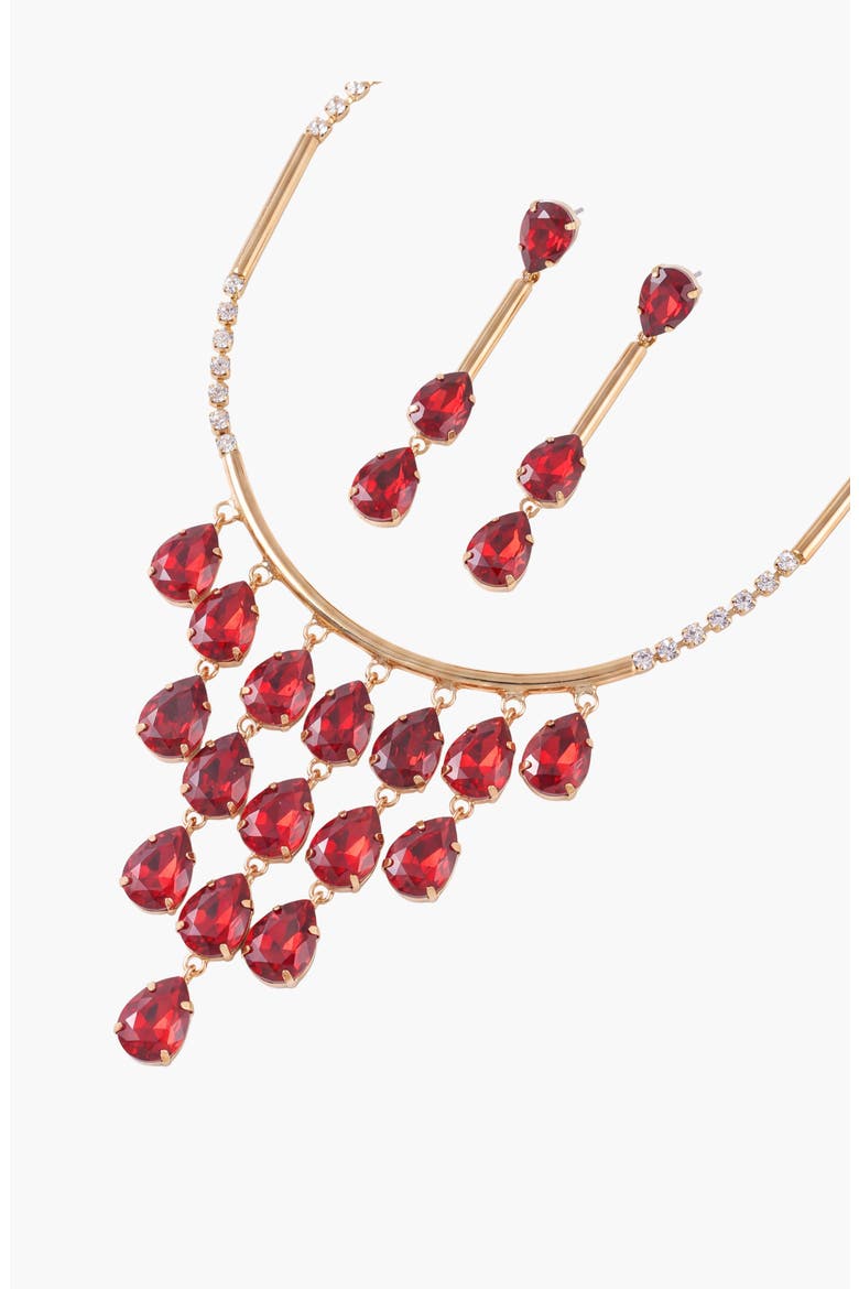 Apple Crystal Necklace and Earring Set, Alternate, color, Ruby Red