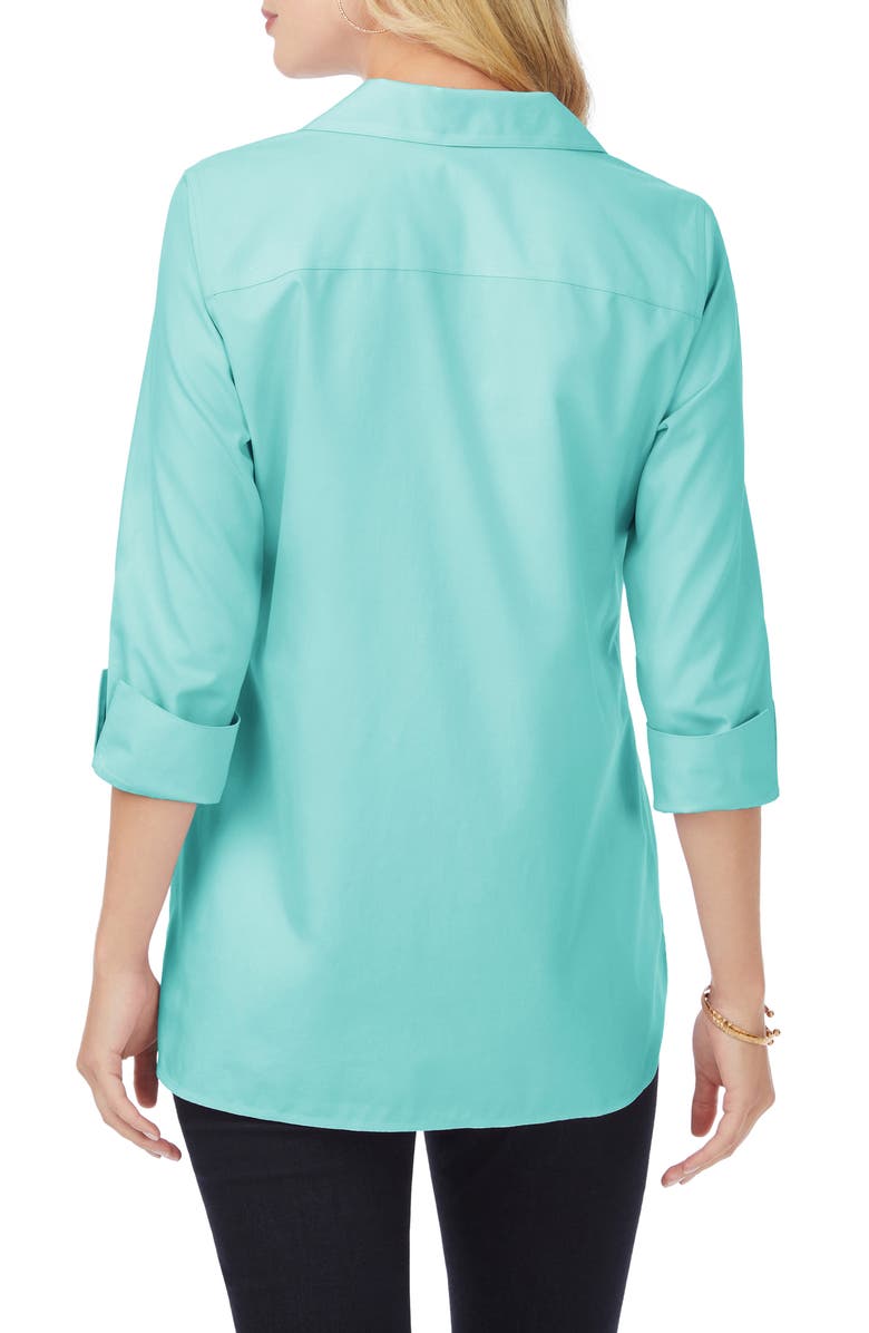 Foxcroft Pandora Non-Iron Cotton Shirt, Alternate, color, Oceanside