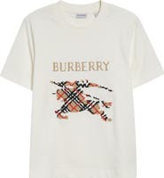 Burberry Equestrian Knight Design Cross Stitch Embroidered T-Shirt
